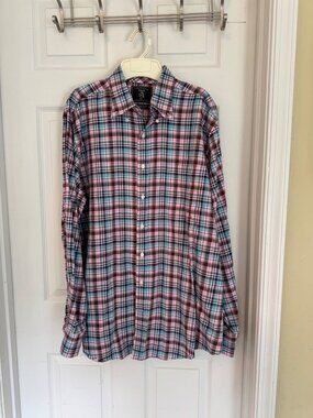 Maker & Company Pink & Blue Plaid Button Down Shirt Men's XL